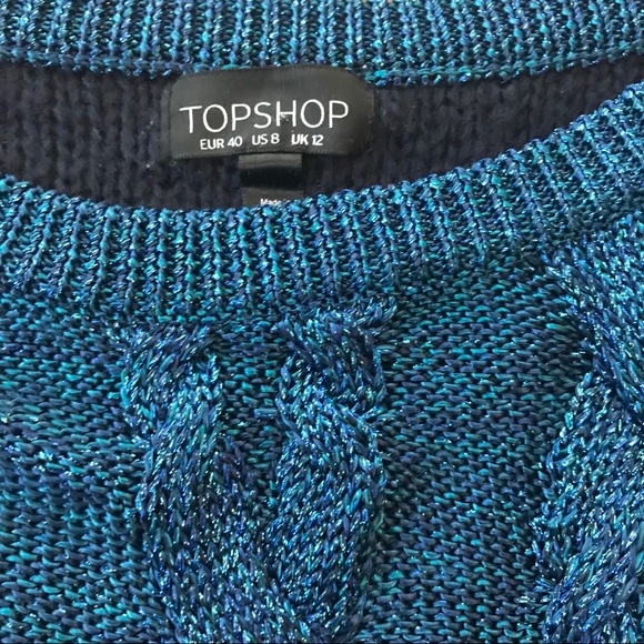 TOPSHOP French Blue Metallic Chunky Soft Fuzzy Sweater Size 8 - Picture 2 of 7